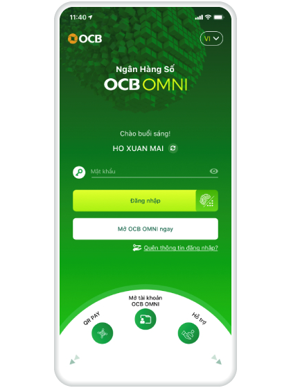 Log in to OCB OMNI application or on website omni.ocb.com.vn